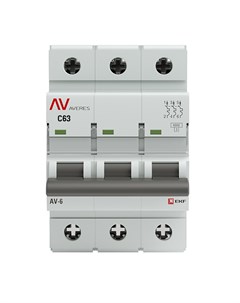 Автоматический выключатель Averes AV 6 3Р 63А тип C 6 кА 400 В на DIN рейку mcb6 3 63C av Ekf