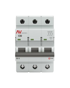 Автоматический выключатель Averes AV 6 3Р 32А тип C 6 кА 400 В на DIN рейку mcb6 3 32C av Ekf