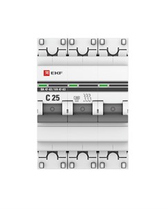 Автоматический выключатель PROxima ВА 47 63 3Р 25А тип C 4 5 кА 400 В на DIN рейку mcb4763 3 25C pro Ekf
