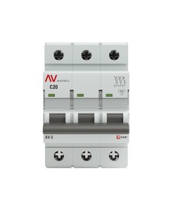 Автоматический выключатель Averes AV 6 3Р 20А тип C 6 кА 400 В на DIN рейку mcb6 3 20C av Ekf