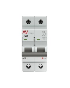 Автоматический выключатель Averes AV 6 2Р 25А тип C 6 кА 230 В на DIN рейку mcb6 2 25C av Ekf