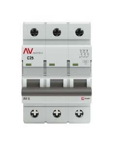 Автоматический выключатель Averes AV 6 3Р 25А тип C 6 кА 400 В на DIN рейку mcb6 3 25C av Ekf