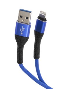 Дата кабель USB Lightning 3А тканевая оплетка синий УТ000024542 Mobility