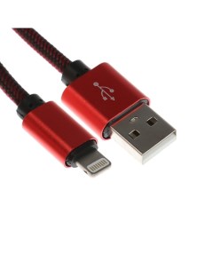 Кабель Lightning USB 2 1 А оплётка нейлон 1 метр красный Simaland