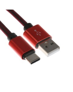 Кабель Type C USB 2 1 А оплётка нейлон 1 метр красный Simaland