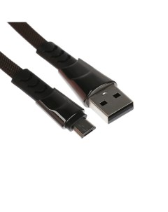 Кабель MicroUSB USB 2 4 А оплётка ткань плоский 1 метр чёрный Simaland