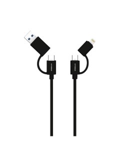 Кабель 4 в 1 ELX CDC07 C02 USB Type C Type C Lightning 5А 1 2м черный Ergolux