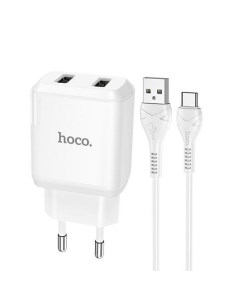 Сетевое зарядное устройство N7 2USB 2 1A Micro USB 1м белый Hoco