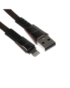 Кабель Lightning USB 2 4 А оплётка ткань плоский 1 метр чёрный Simaland