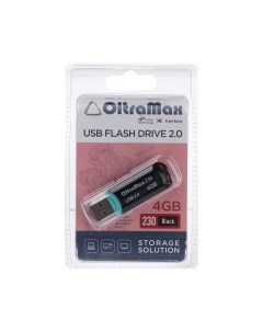 Флешка 230 4 Гб USB2 0 чт до 15 Мб с зап до 8 Мб с чёрная Oltramax