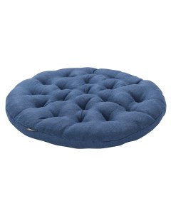 Подушка на стул круглая из стираного льна синего цвета из коллекции essential 40х40x4 см Tkano