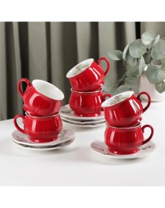 Сервиз чайный Шишечки чашка 200 мл блюдце d 14 5 см цвет красный Nobrand