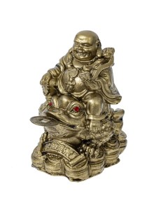 Фигурка декоративная Будда на денежной лягушке из полимера 7 5x7 5x5 см Remecoclub