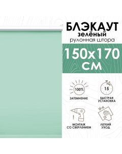 Рулонные шторы Lux блэкаут 150х170 см зеленый Эскар