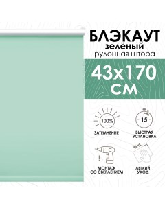 Рулонные шторы Lux блэкаут 43х170 см зеленый Эскар