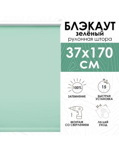 Рулонные шторы Lux блэкаут 37х170 см зеленый Эскар