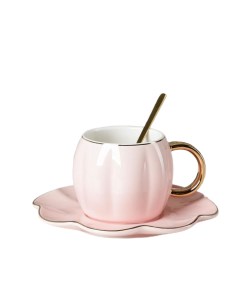 Чайная пара с ложкой Цветок 240 мл чашка 11 8 7 см блюдце d 16 см цвет розовый Sima-land