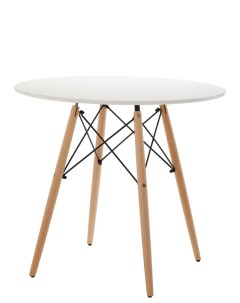 Стол обеденный нераскладной круглый для кухни с деревянными ножками в стиле EAMES DSW 80х8 Leon group