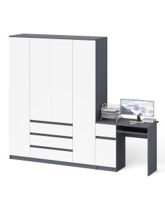 Компьютерный стол Мори МС 1Л со шкафов 1600 1 графит белый 250х50х210 см Свк