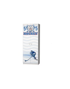 Шкаф распашной Смарти 462500 белый фотопечать хоккей Premium