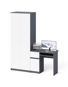 Шкаф Мори 800 1 с компьютерным столом МС 1Л графит белый 170х50х210 см Свк