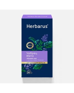 Чёрный чай чабрец и мята с ароматными травами 24 пакетика Herbarus