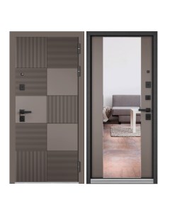 Дверь входная для квартиры металлическая LOFT 960х2050 правая зеркало коричневый Proline