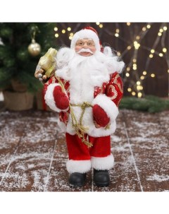 Новогодняя фигурка Дед Мороз в красной шубе с подвязкой с подарками 6949612 15x12x30 см Nobrand