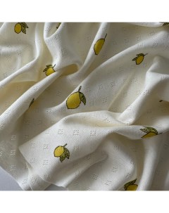 Ткань Рибана трансферная 07982 лимоны на молочном отрез 100х210 см Mamima fabric