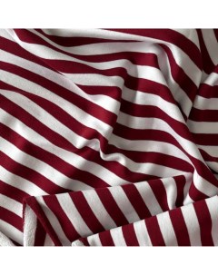 Ткань Футер 2 нитка 07904 полоска бордо белая отрез 100х170 см Mamima fabric