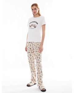 Домашний пижамный комплект из хлопка футболка и штаны Zolla