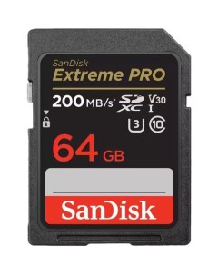 Карта памяти SDXC UHS I U3 Extreme 64 ГБ 200 МБ с Class 10 SDSDXXU 064G GN4IN 1 шт Sandisk
