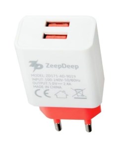 Сетевое зарядное устройство ZD171_AD 9019 2xUSB 2 4A белый Zeepdeep