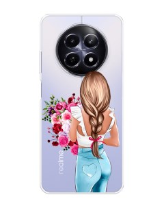 Чехол на Realme 12 5G Девушка с цветами Nobrand