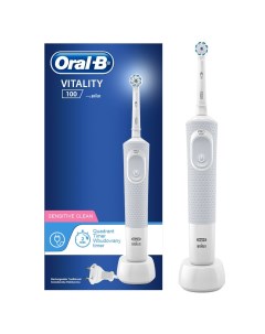 Электрическая зубная щетка Vitality 100 White Sensitive Clean белый Oral-b