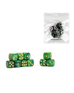 Набор кубиков игральных 10 шт 1 6 х 1 6 см зеленый мрамор Время игры