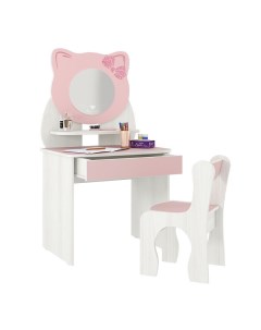 Набор стол и стульчик Котенок белый рамух розовый Мебельсон