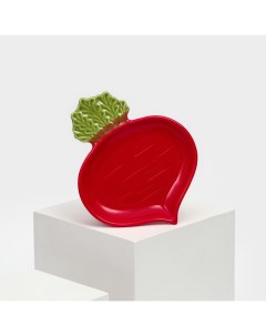 Тарелка керамическая Редиска плоская красная 20 см 1 сорт Ир Керамика ручной работы