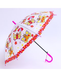 Детский зонт полуавтомат Бабочки d 84 см R 42 см 8 спиц 65 5 x 8 x 6 см Nobrand