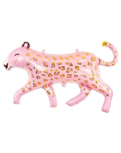 Шар фольгированный 41 Леопард Pink фигура Bazar