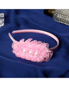 Ободок для волос Выпускница бусины кружево 0 8 см розовый Выбражулька