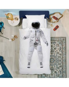 Постельное белье детское Мама я Астронавт сатин 1 5 спальный белый серый Bellehome