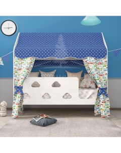 Кровать детская 85х163 5х155 см Облачко с текстилем вход слева Базисвуд