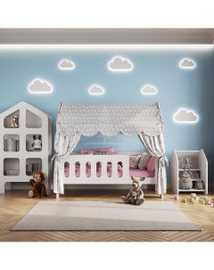 Кровать детская 85х163 5х155 см Классик с текстилем вход справа Базисвуд
