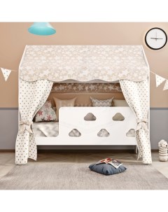 Кровать детская 85х163 5х155 см Облачко с текстилем вход слева Базисвуд
