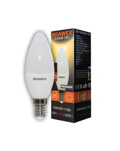 Светодиодная лампа свеча 7Вт 3000К B35 Е14 0707G B35 7L Brawex