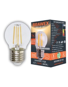 Светодиодная лампа LED Filament шар G45 9W 3000K E27 G45F E27 9L Brawex