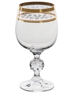 Набор из 6 ти бокалов для белого вина Sterna декор Панто золото Объем 190 мл Crystalite bohemia