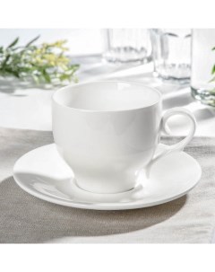 Чайная пара фарфоровая Wilmax 2 предмета чашка 330 мл блюдце d 15 6 см цвет белый 6 ш Wilmax england
