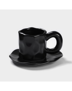 Чайная пара керамическая Базальт 2 предмета кружка 200 мл блюдце d 14 8 см цвет черн Nobrand